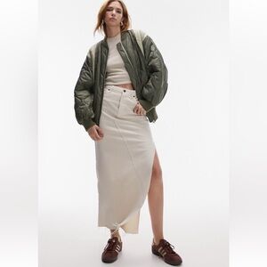 Topshop Colorblock Quilted Bomber Jacket